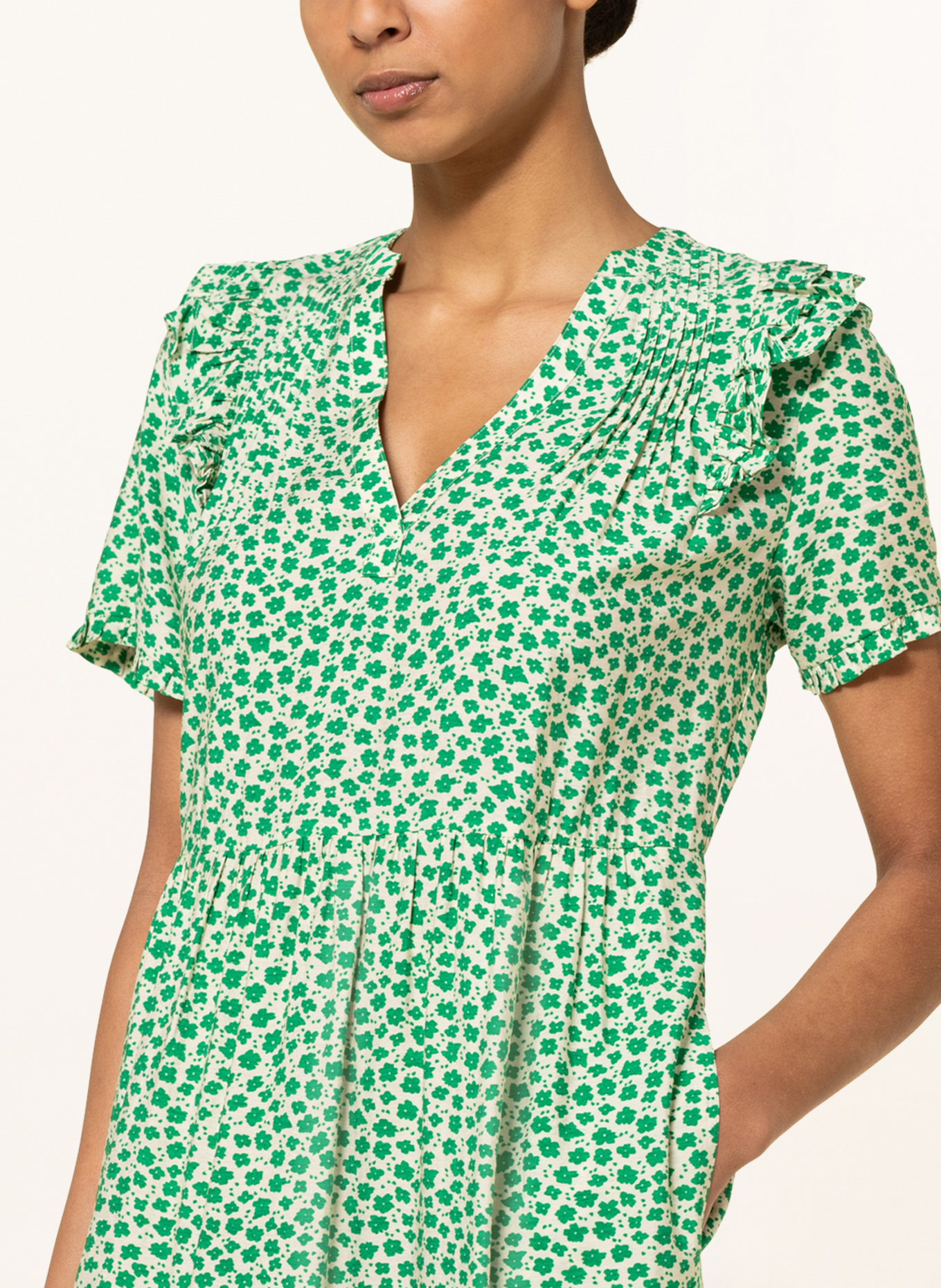 lollys laundry Dress FREDDY with ruffles, Color: GREEN/ ECRU (Image 4)