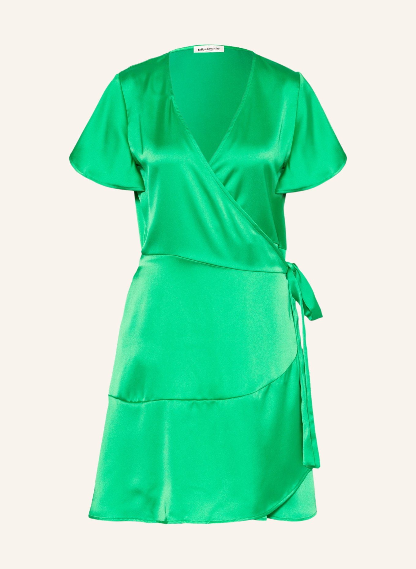 lollys laundry Wrap dress MIRANDA made of satin, Color: GREEN (Image 1)
