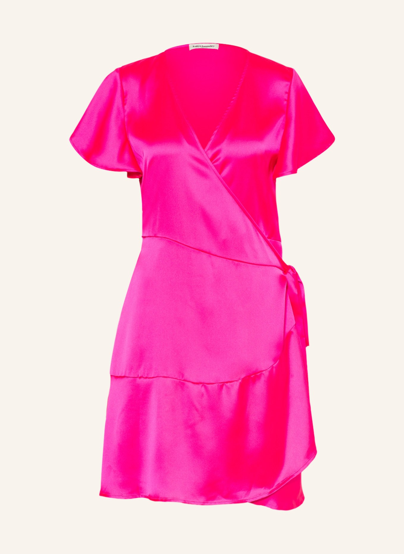lollys laundry Wrap dress MIRANDA made of satin, Color: NEON PINK (Image 1)