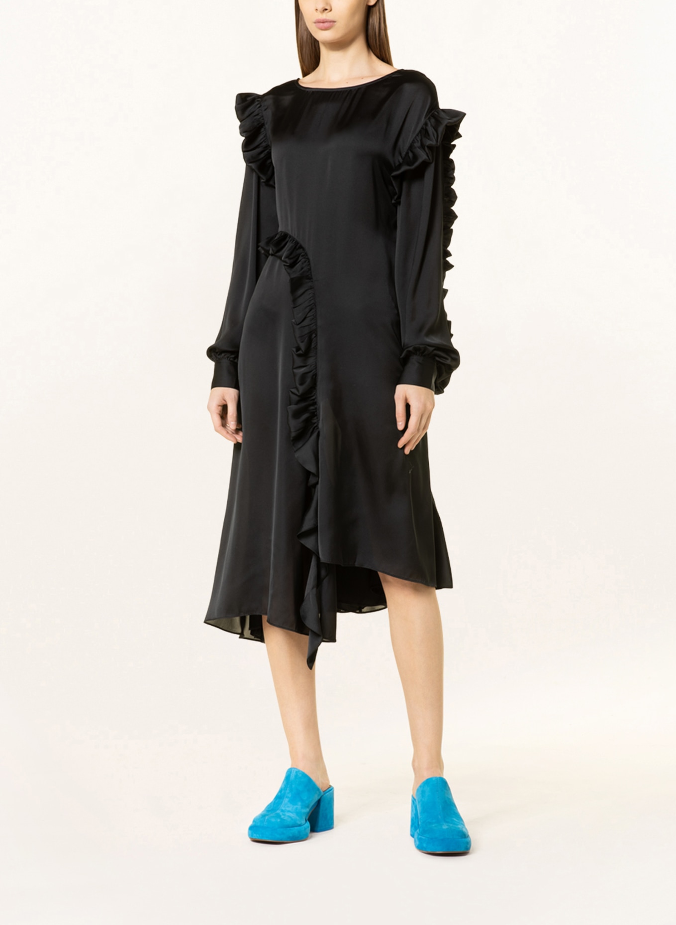 REMAIN Satin dress, Color: BLACK (Image 2)