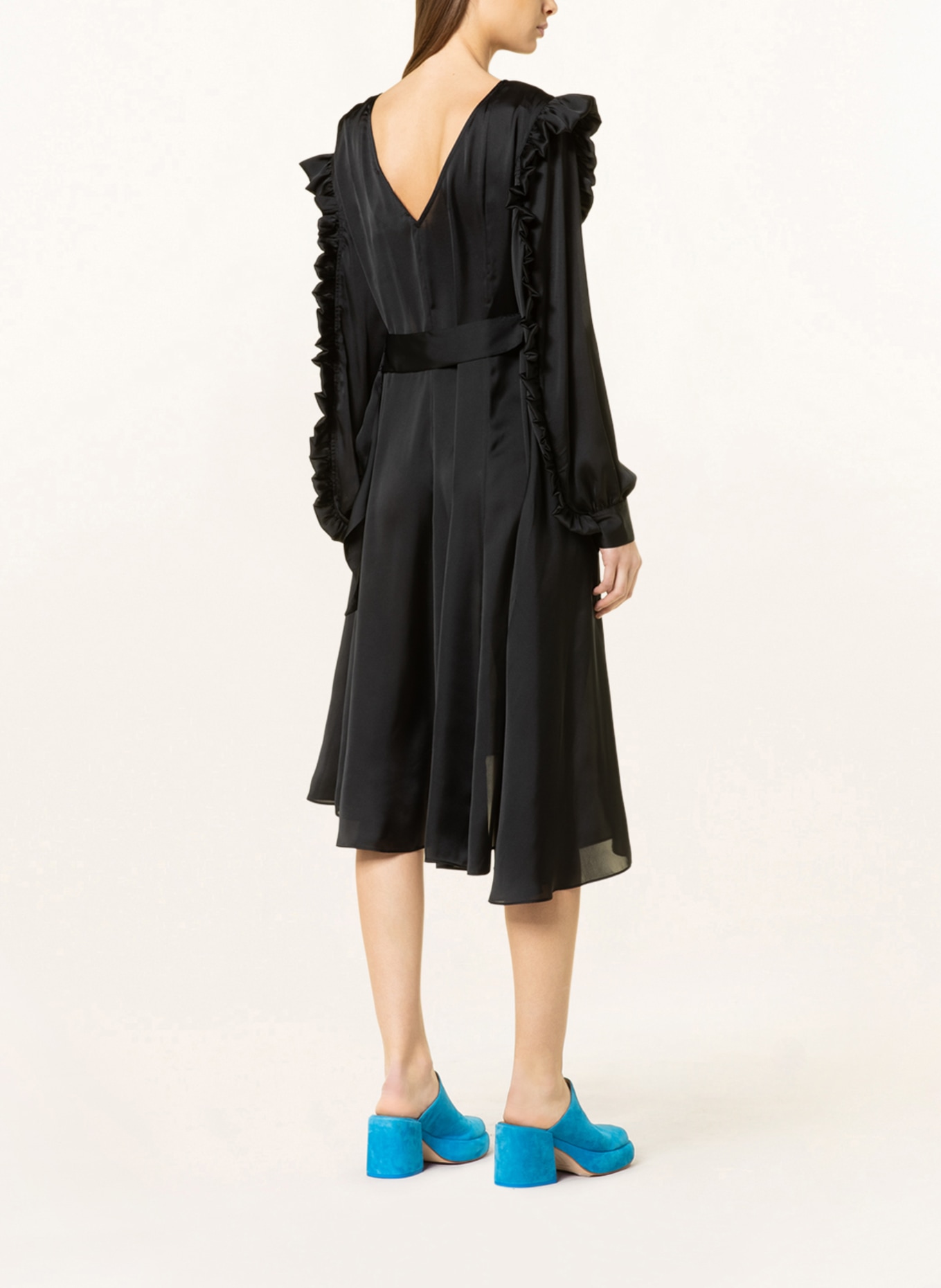 REMAIN Satin dress, Color: BLACK (Image 3)