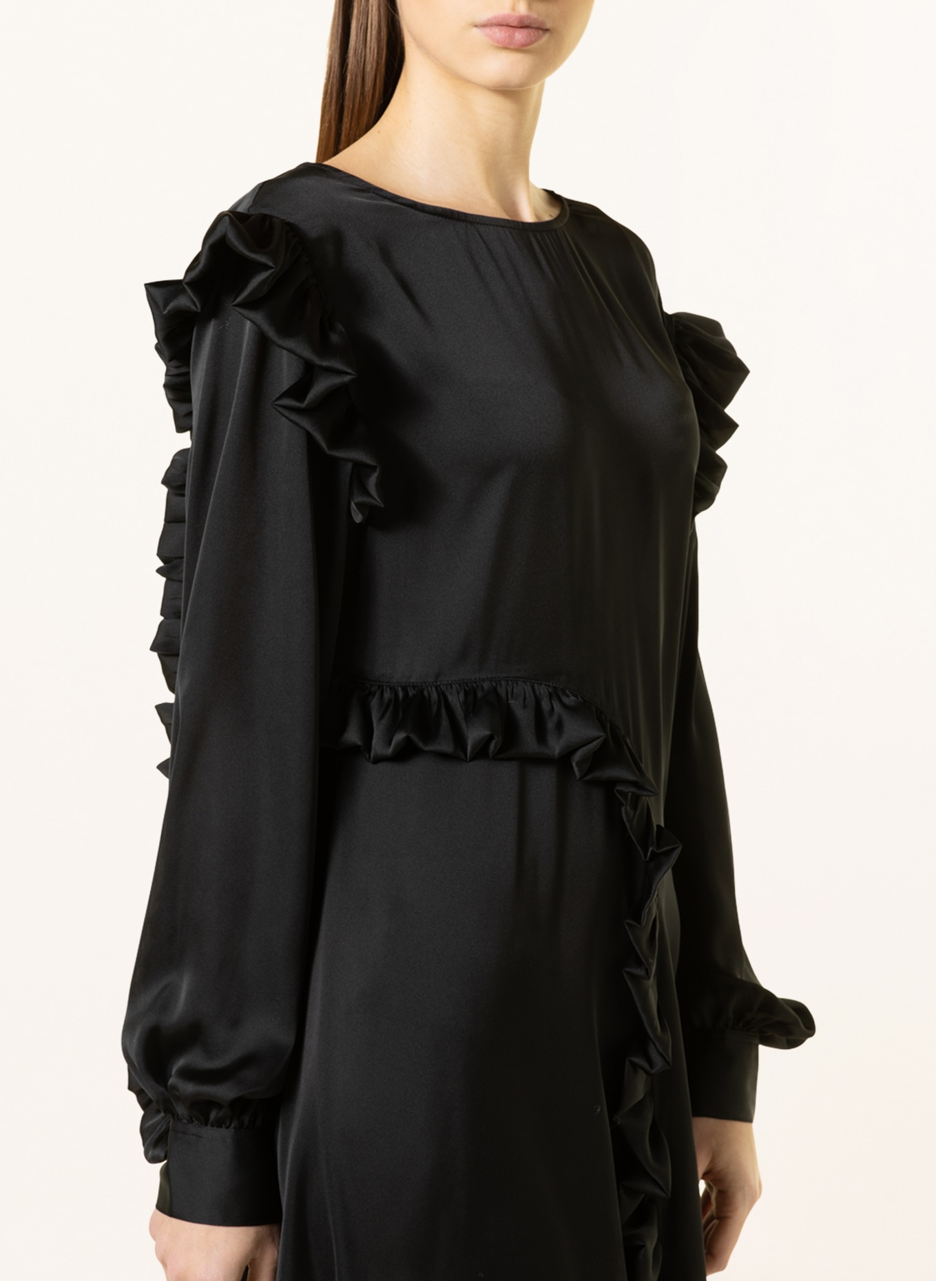 REMAIN Satin dress, Color: BLACK (Image 4)
