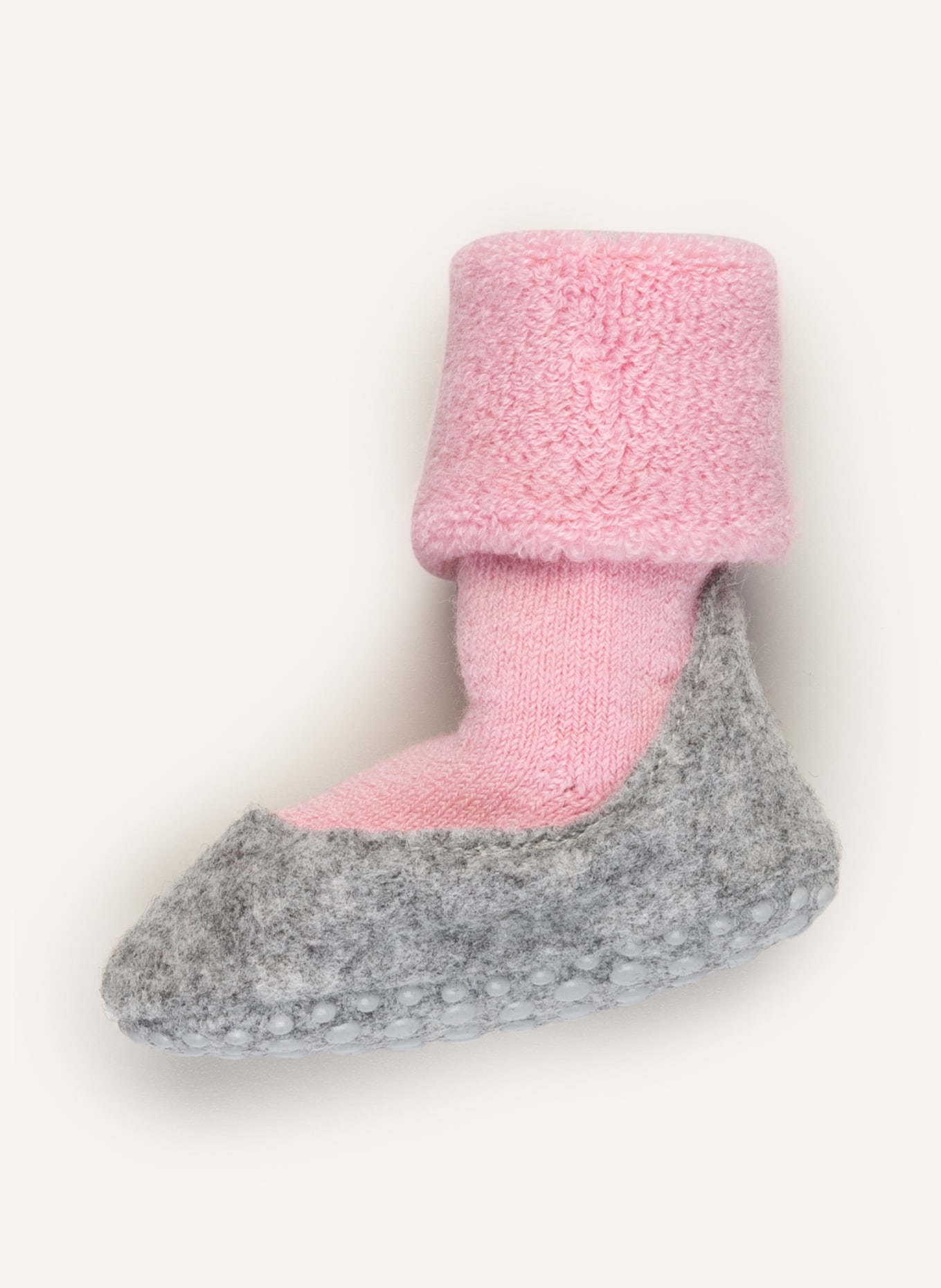 FALKE Stopper-Socken COSYSHOE aus Merinowolle , Farbe: HELLGRAU/ ROSA (Bild 1)