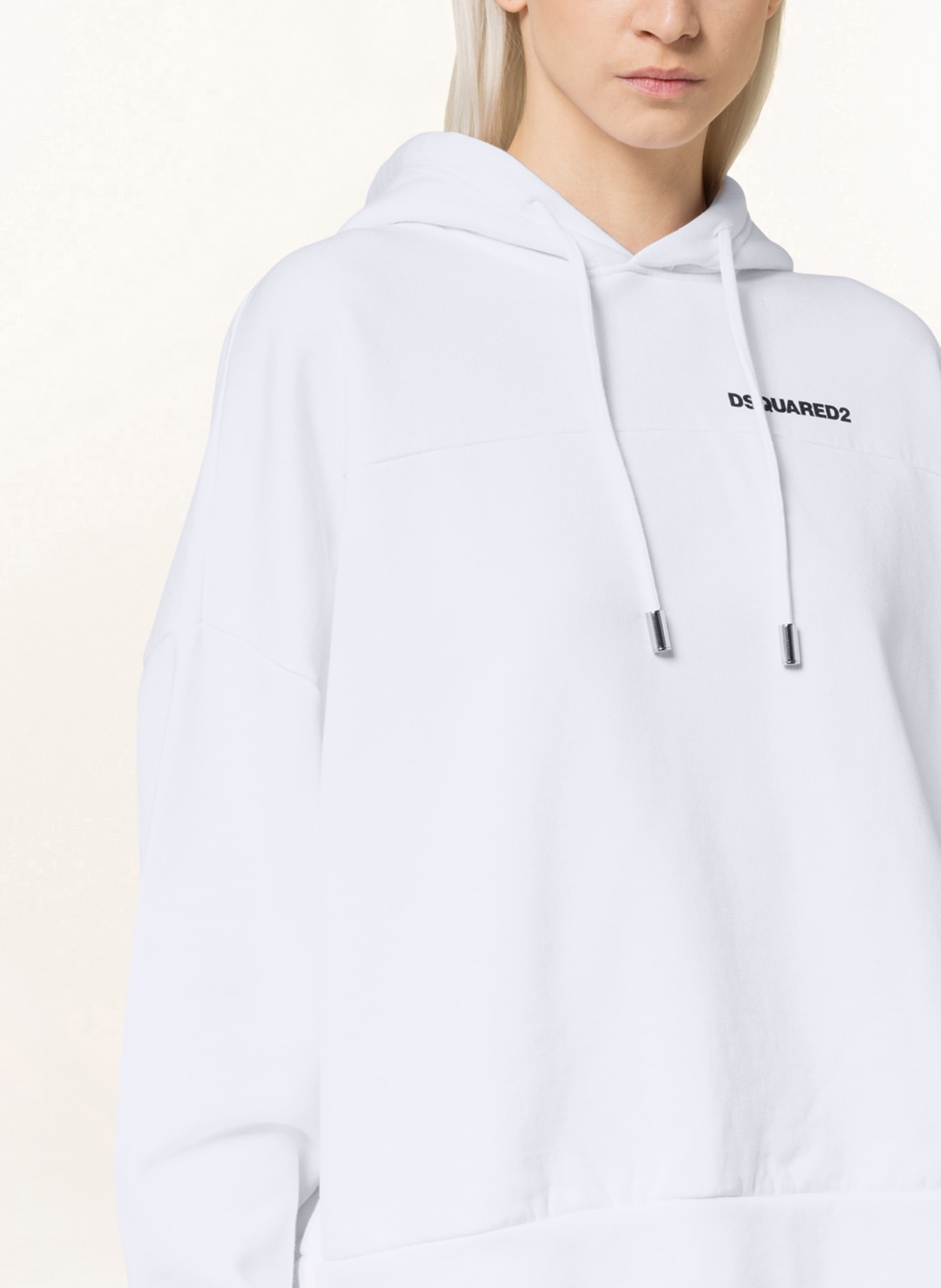 Ba&sh Embroidered-logo Cropped Hoodie In Weiss