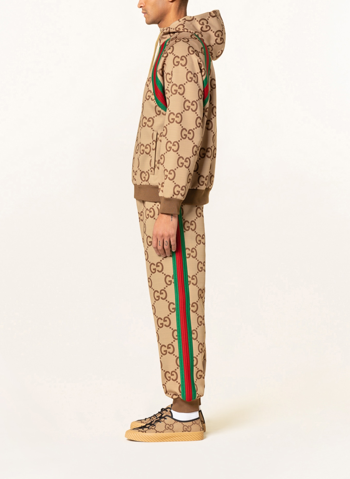 GG jersey cotton jacket in black and camel | GUCCI® US