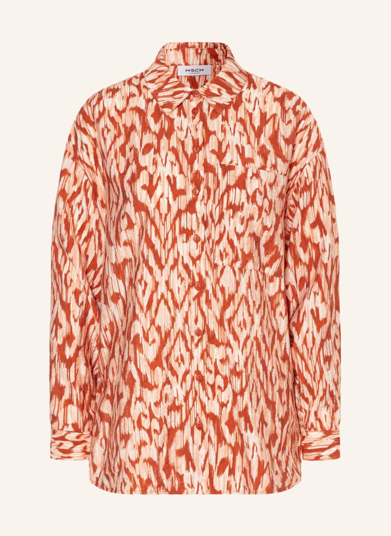 MSCH COPENHAGEN Shirt blouse MSCHORLENA, Color: DARK ORANGE/ WHITE/ SALMON (Image 1)