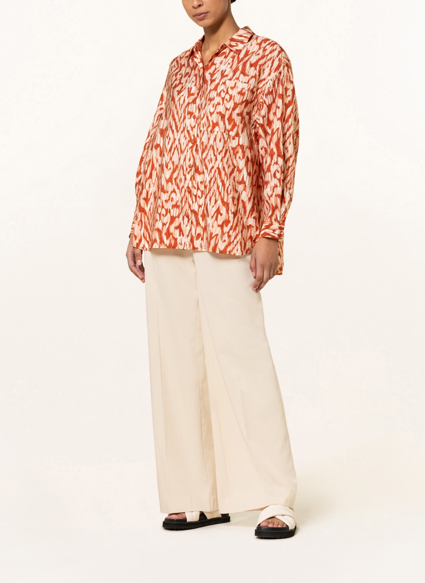 MSCH COPENHAGEN Shirt blouse MSCHORLENA, Color: DARK ORANGE/ WHITE/ SALMON (Image 2)