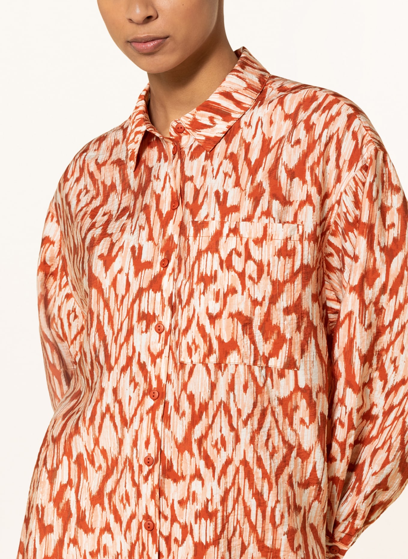MSCH COPENHAGEN Shirt blouse MSCHORLENA, Color: DARK ORANGE/ WHITE/ SALMON (Image 4)