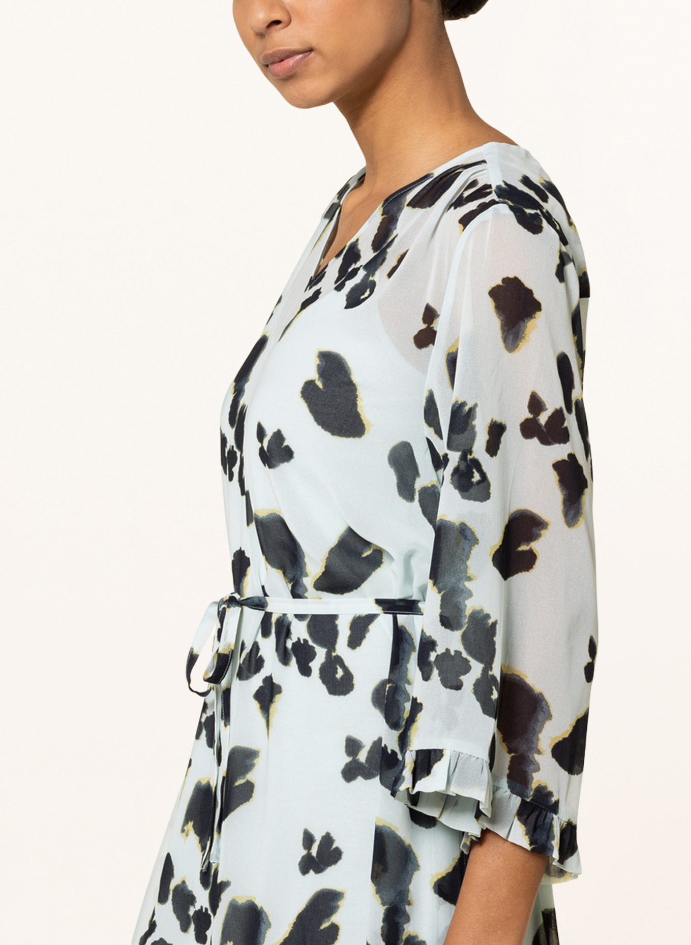 MSCH COPENHAGEN Dress MSCHGABRIANA with 3/4 sleeves, Color: LIGHT BLUE/ BLACK/ YELLOW (Image 4)