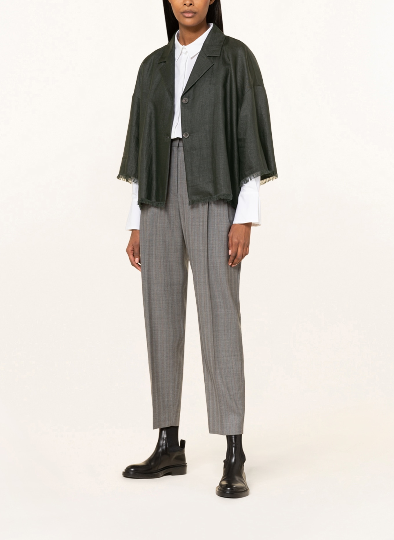 FABIANA FILIPPI Blazer with linen, Color: DARK GRAY (Image 2)