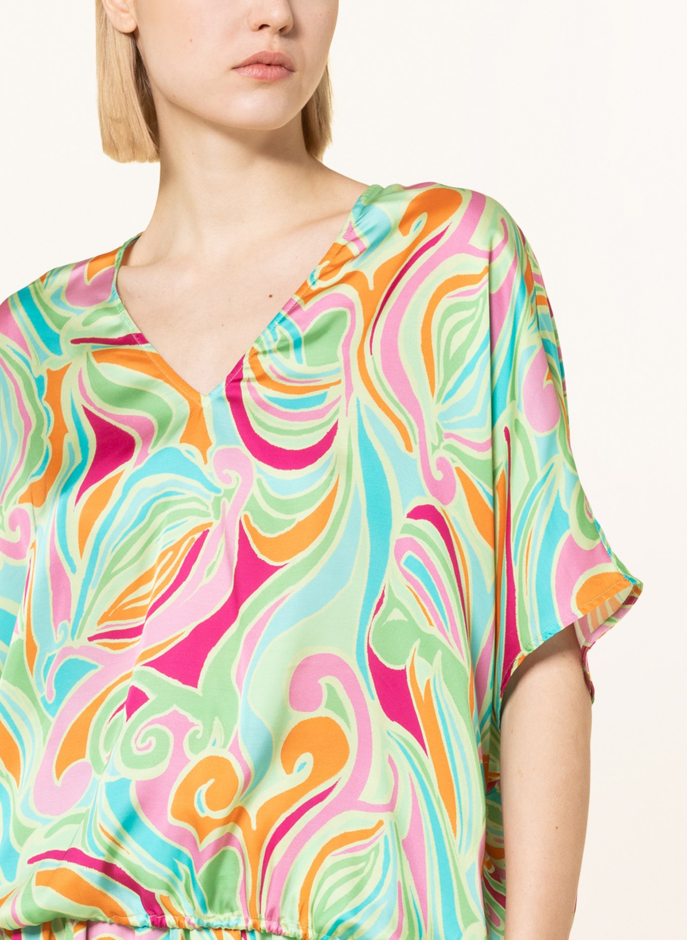 LIEBLINGSSTÜCK Shirt blouse in satin, Color: LIGHT GREEN/ PINK/ LIGHT BLUE (Image 4)