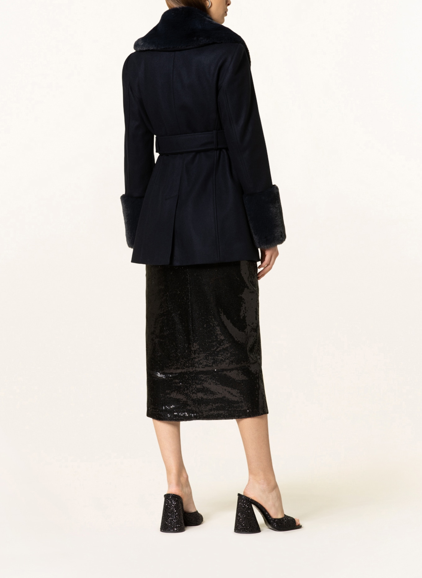 TED BAKER Wool coat LOLETA with faux fur, Color: DARK BLUE (Image 3)