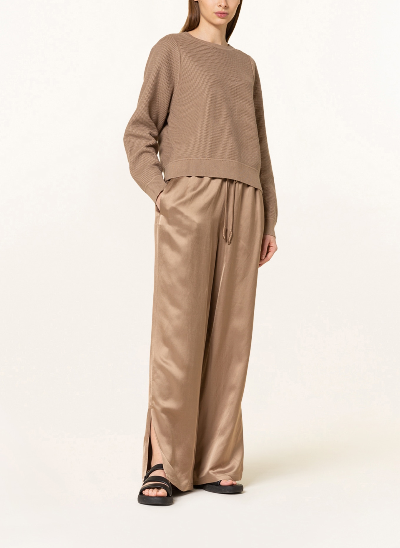 Marc O'Polo Satin pants in jogger style, Color: LIGHT BROWN (Image 2)