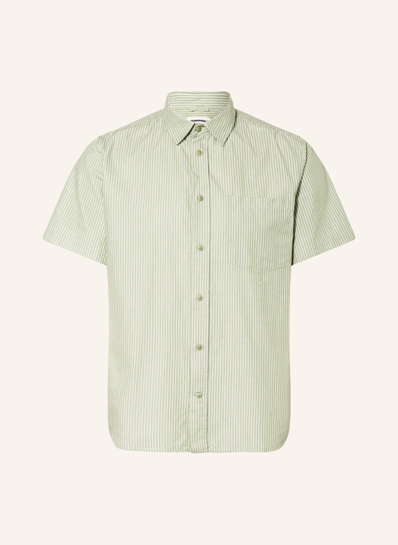 ARMEDANGELS Short sleeve shirt SEBAA relaxed fit , Color: LIGHT GREEN/ WHITE (Image 1)