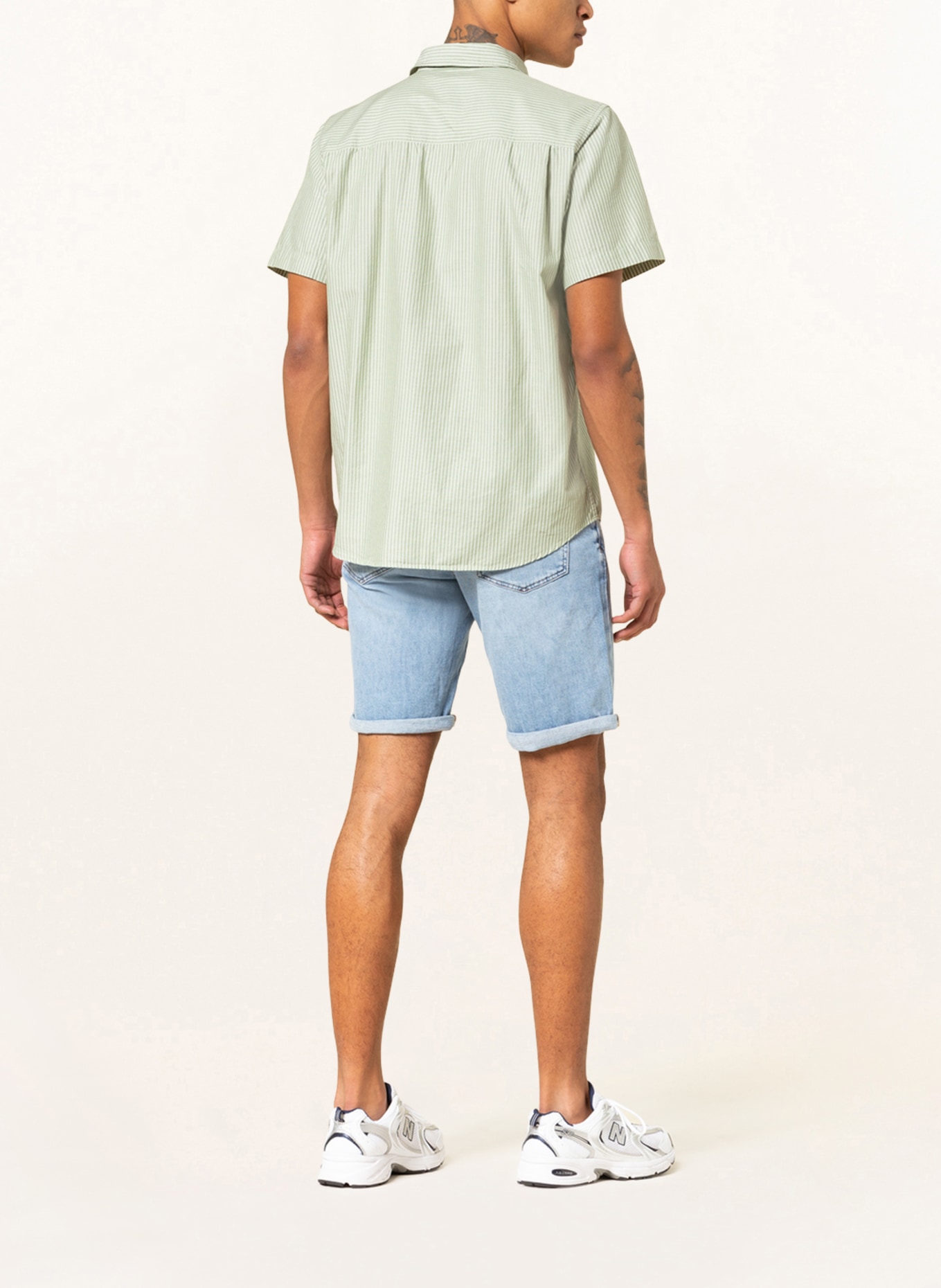 ARMEDANGELS Short sleeve shirt SEBAA relaxed fit , Color: LIGHT GREEN/ WHITE (Image 3)