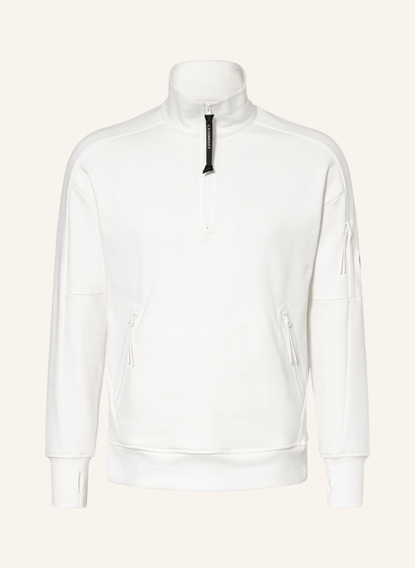 C.P. COMPANY Half-zip sweater in sweatshirt fabric , Color: ECRU (Image 1)