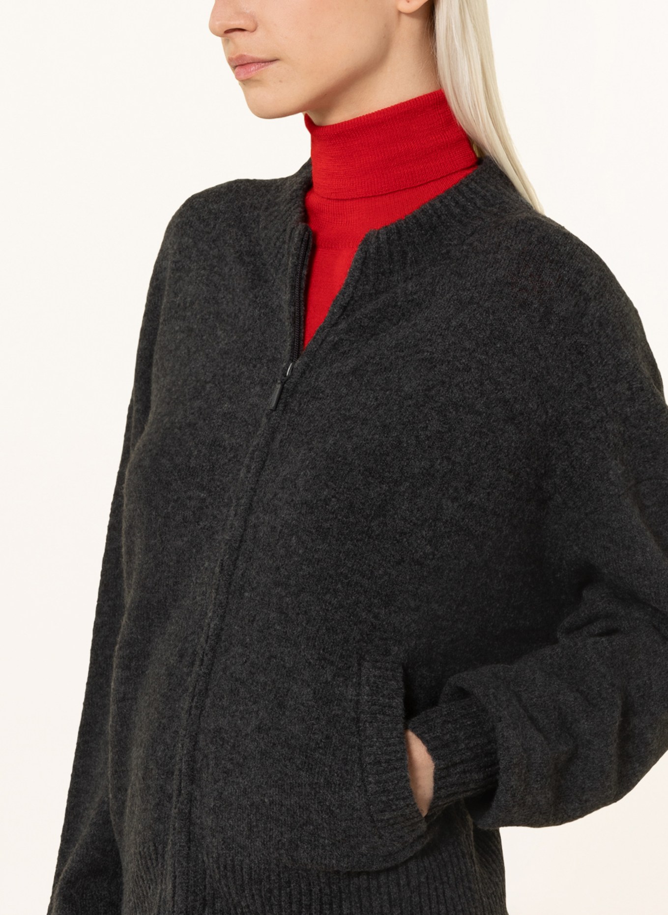 American Vintage Oversized pletený kabátek, Barva: TMAVĚ ŠEDÁ (Obrázek 4)