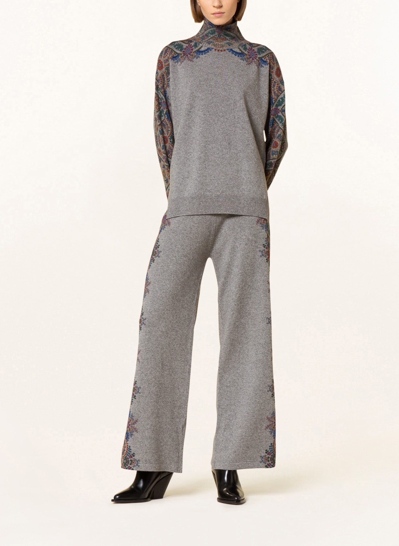 ETRO Knit trousers, Color: GRAY/ GREEN/ DARK RED (Image 2)