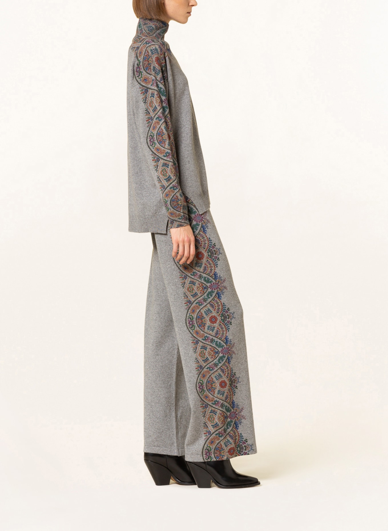 ETRO Knit trousers, Color: GRAY/ GREEN/ DARK RED (Image 4)