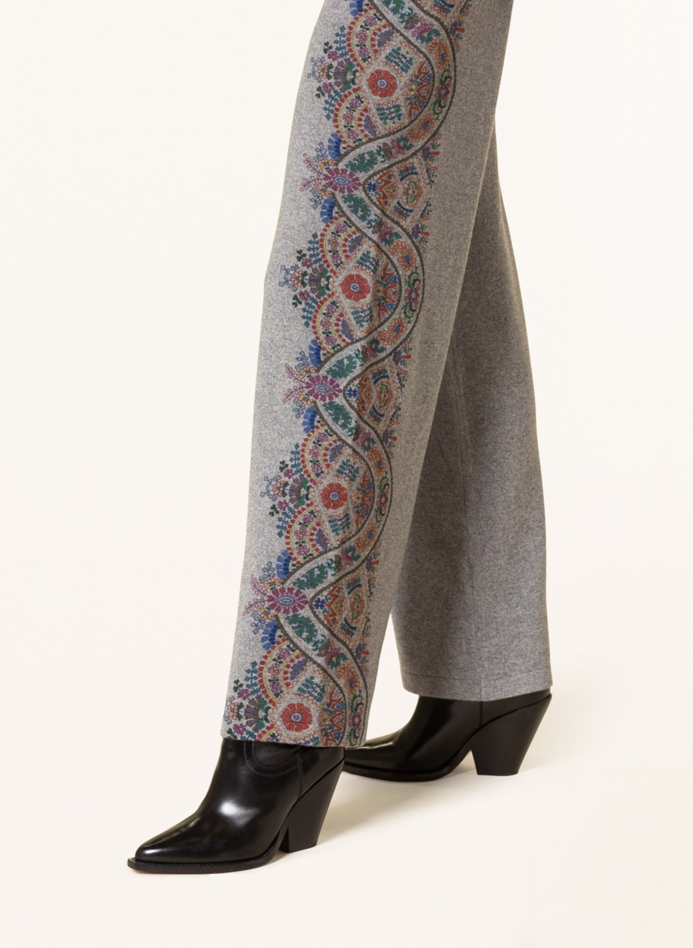 ETRO Knit trousers, Color: GRAY/ GREEN/ DARK RED (Image 5)