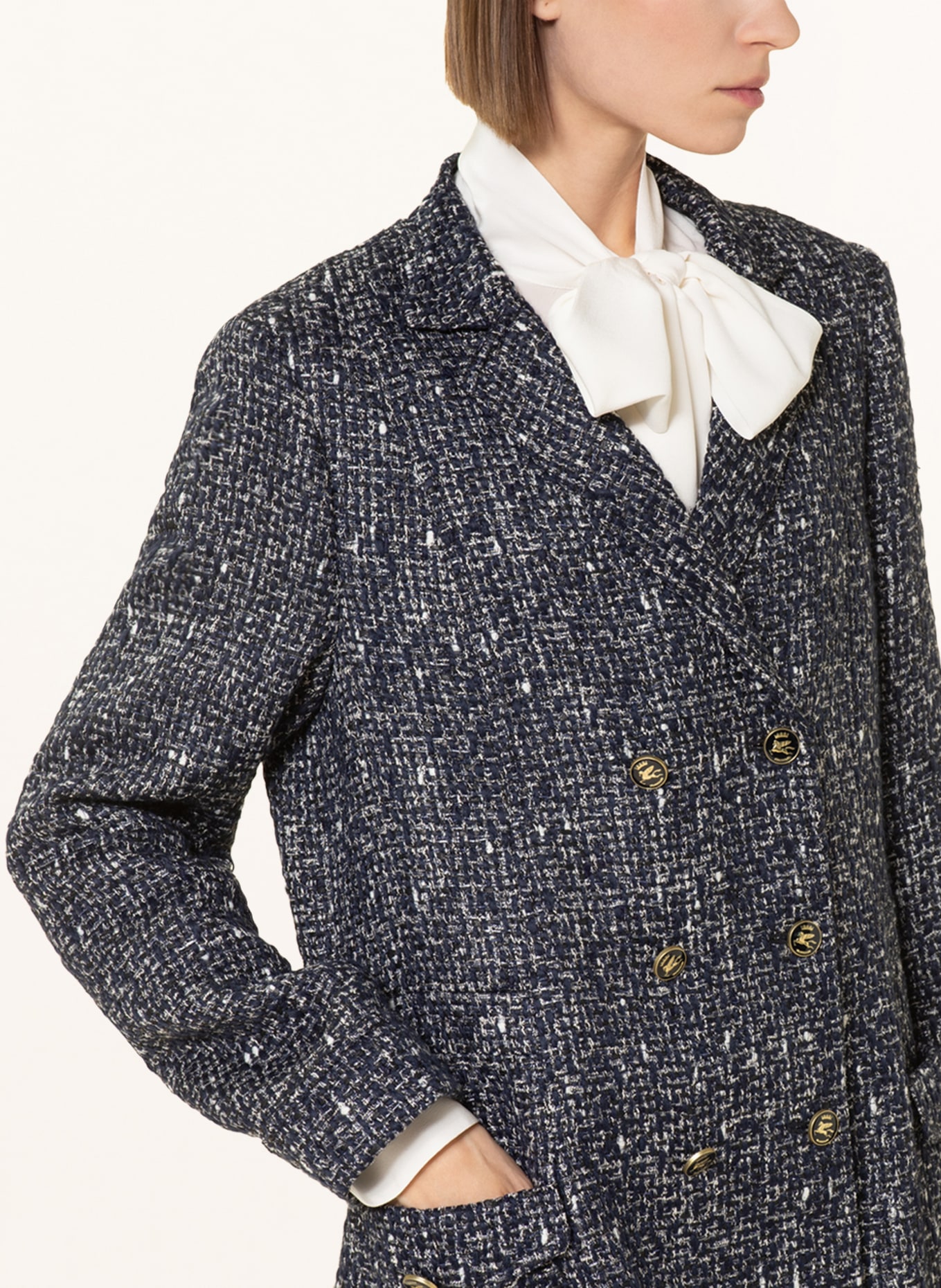 ETRO Bouclé coat, Color: DARK BLUE/ WHITE/ SILVER (Image 4)