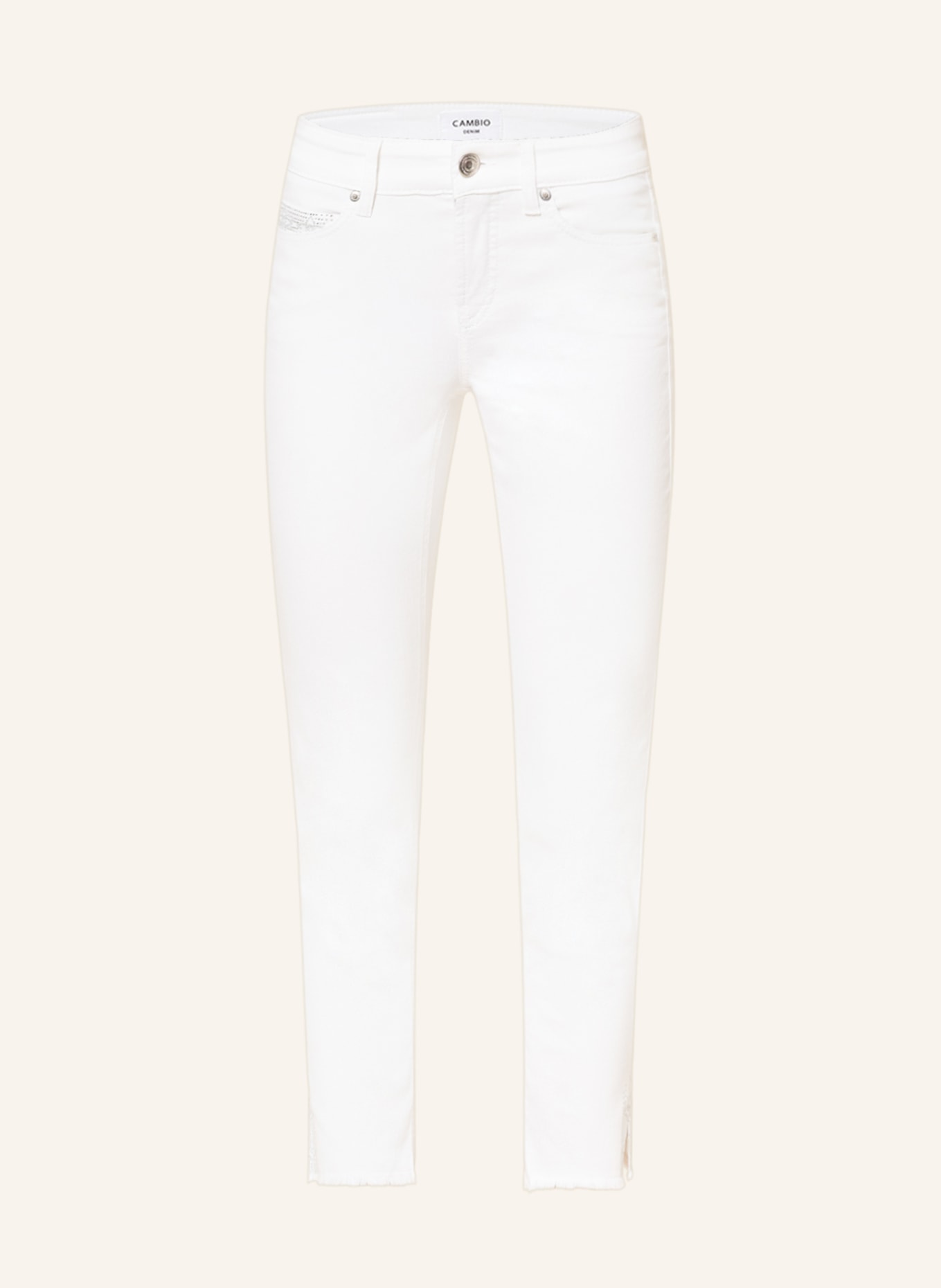 CAMBIO 7/8 jeans PIPER with decorative gems, Color: 5001 soft rinsed fringed(Image null)