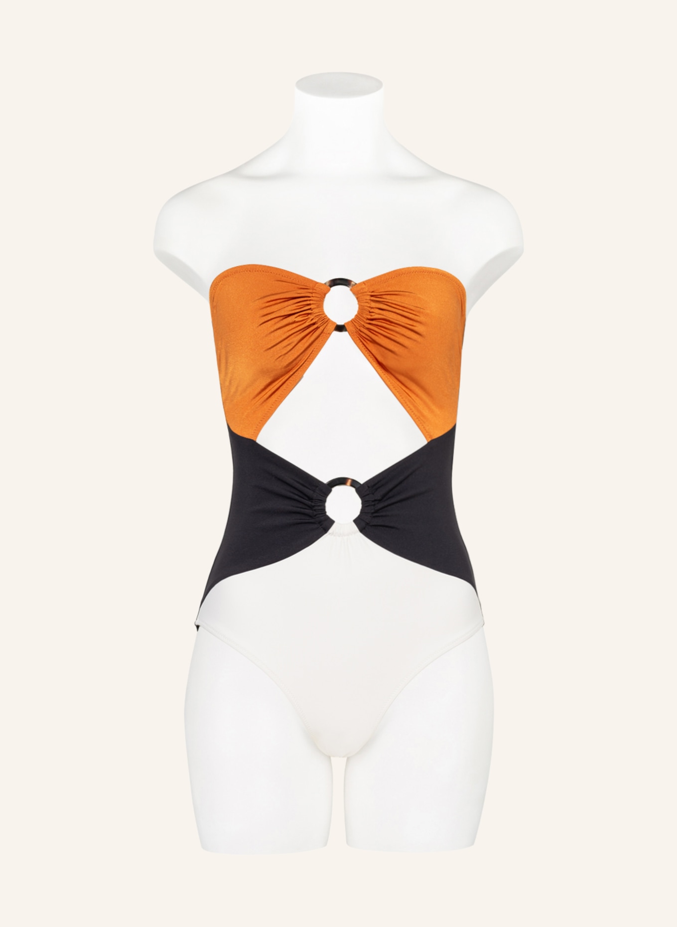 EVARAE Halter neck swimsuit RAO , Color: COGNAC/ BLACK/ CREAM (Image 4)