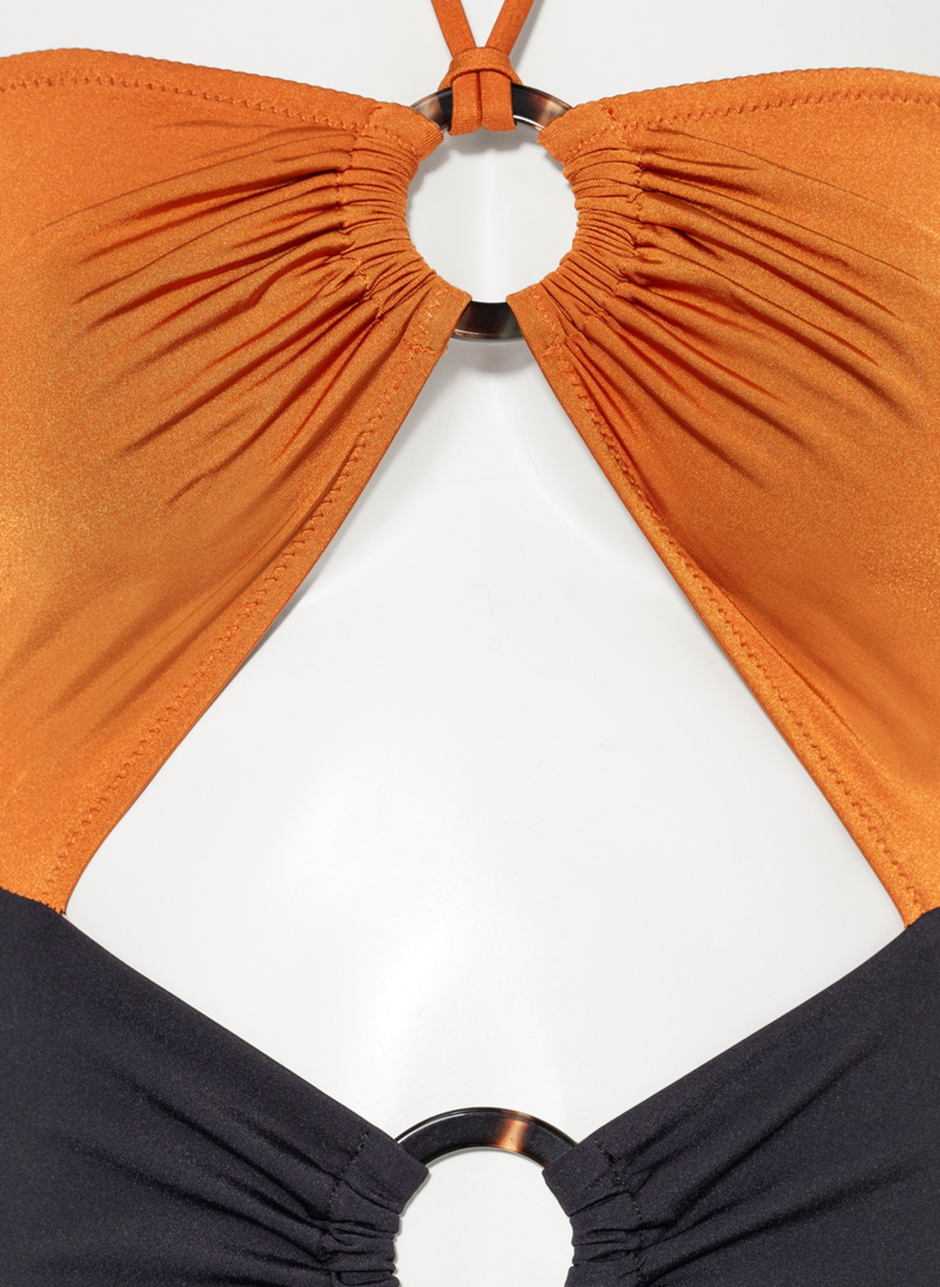 EVARAE Halter neck swimsuit RAO , Color: COGNAC/ BLACK/ CREAM (Image 6)