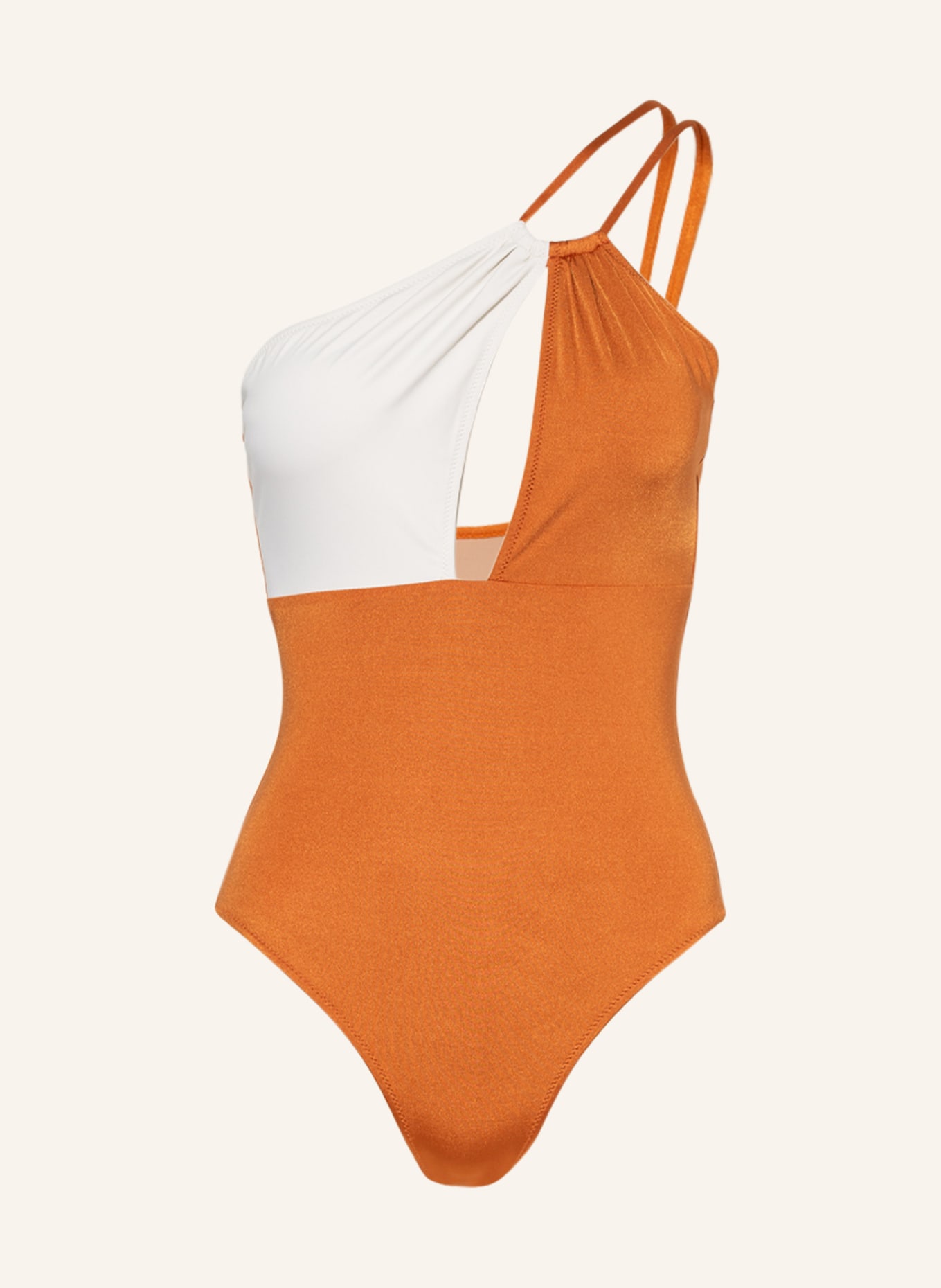 EVARAE One-shoulder swimsuit RIZO , Color: CREAM/ COGNAC (Image 1)