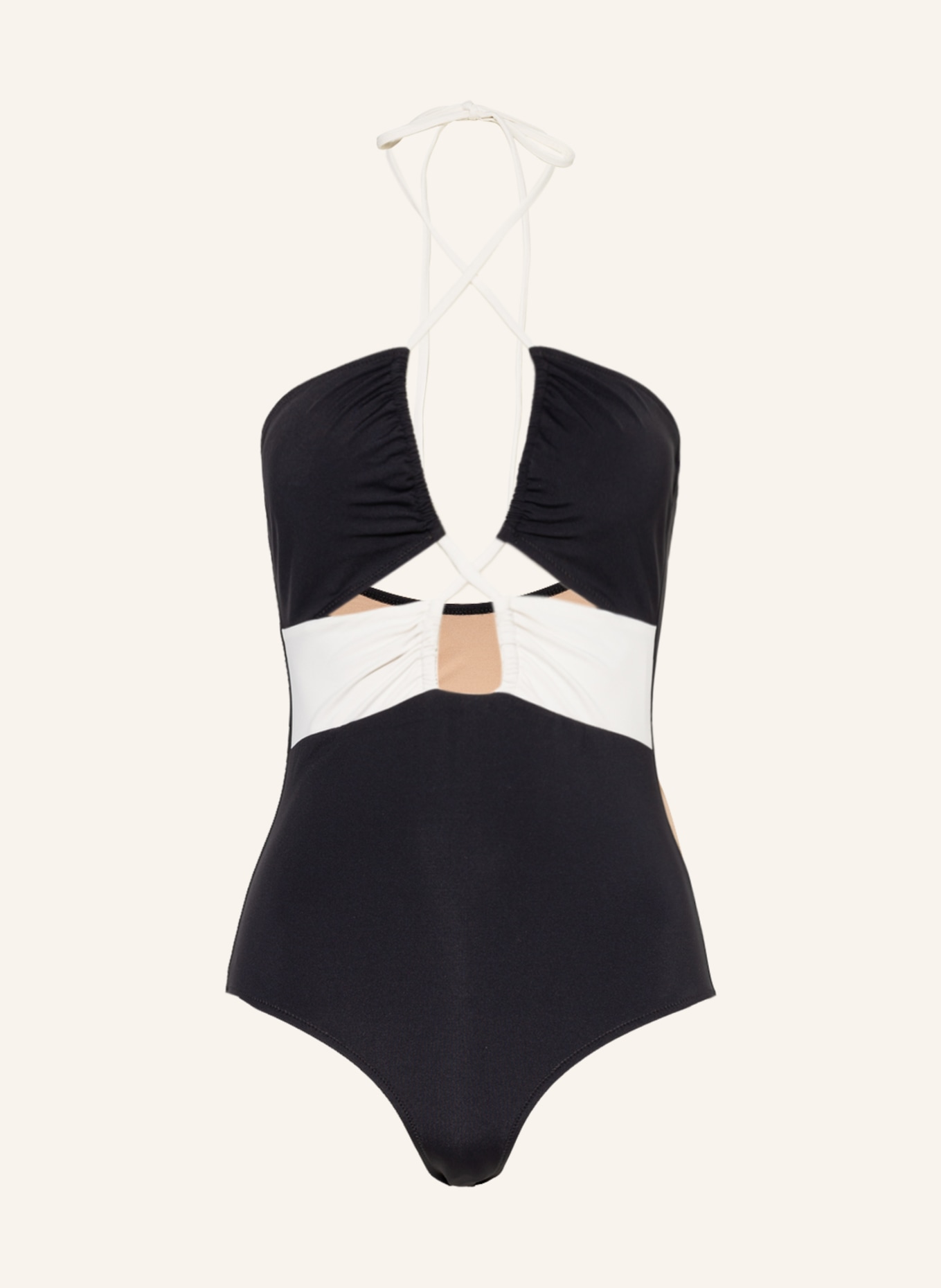 EVARAE Halter neck swimsuit ROCIO , Color: BLACK/ CREAM (Image 1)