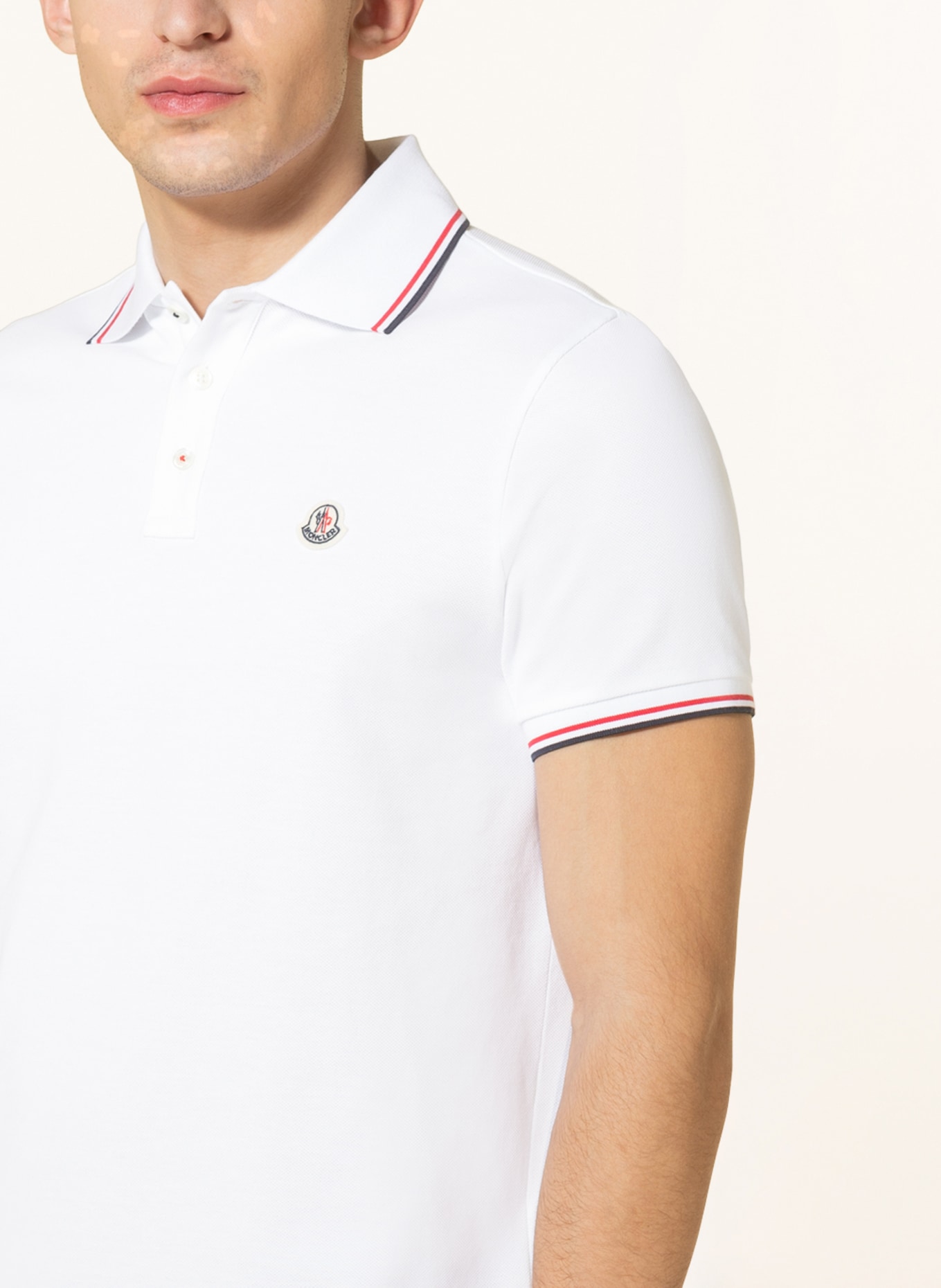 MONCLER Piqué polo shirt , Color: WHITE (Image 4)