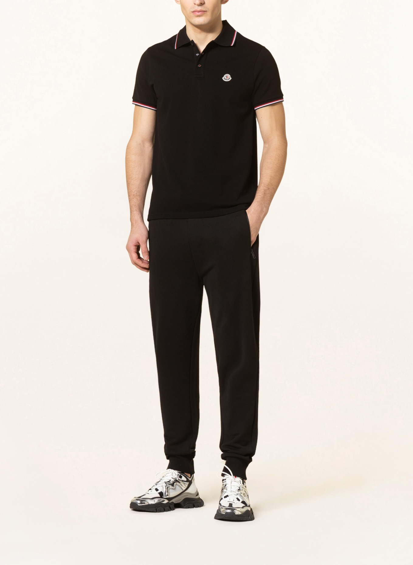 MONCLER Piqué-Poloshirt : SCHWARZ