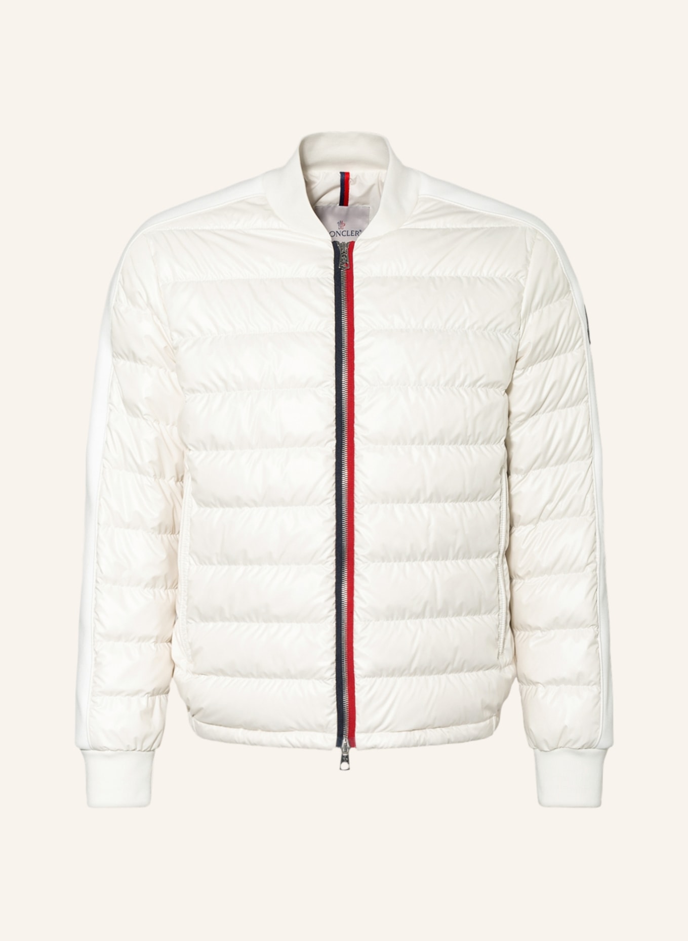 MONCLER Down jacket with tuxedo stripes , Color: WHITE (Image 1)