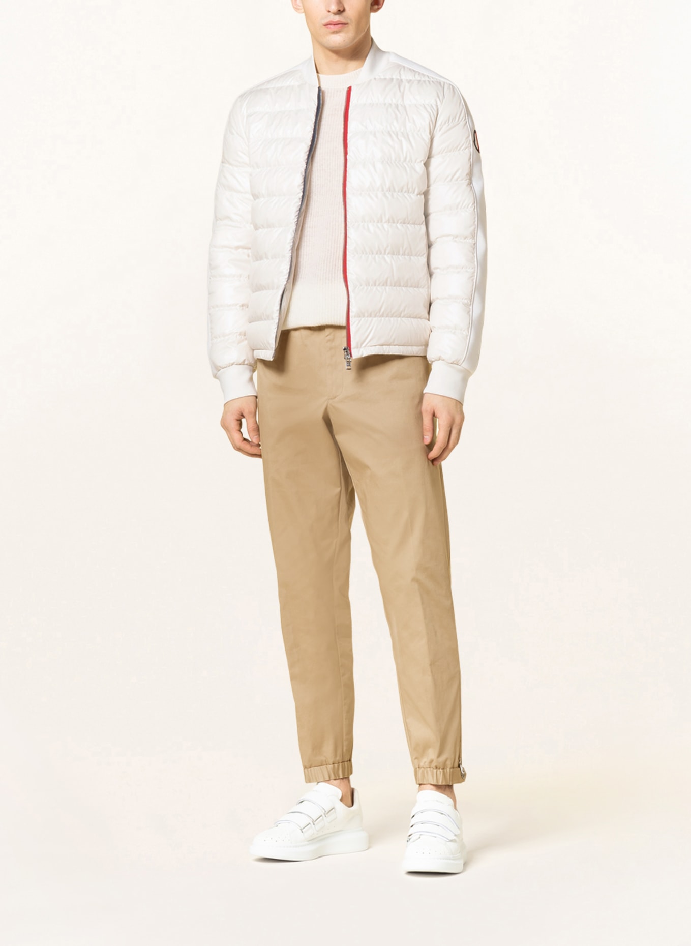 MONCLER Down jacket with tuxedo stripes , Color: WHITE (Image 2)
