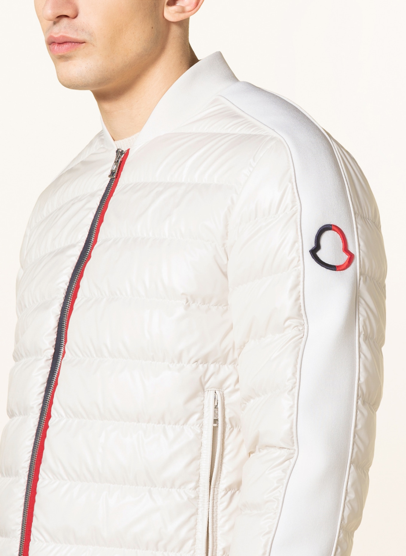MONCLER Down jacket with tuxedo stripes , Color: WHITE (Image 4)