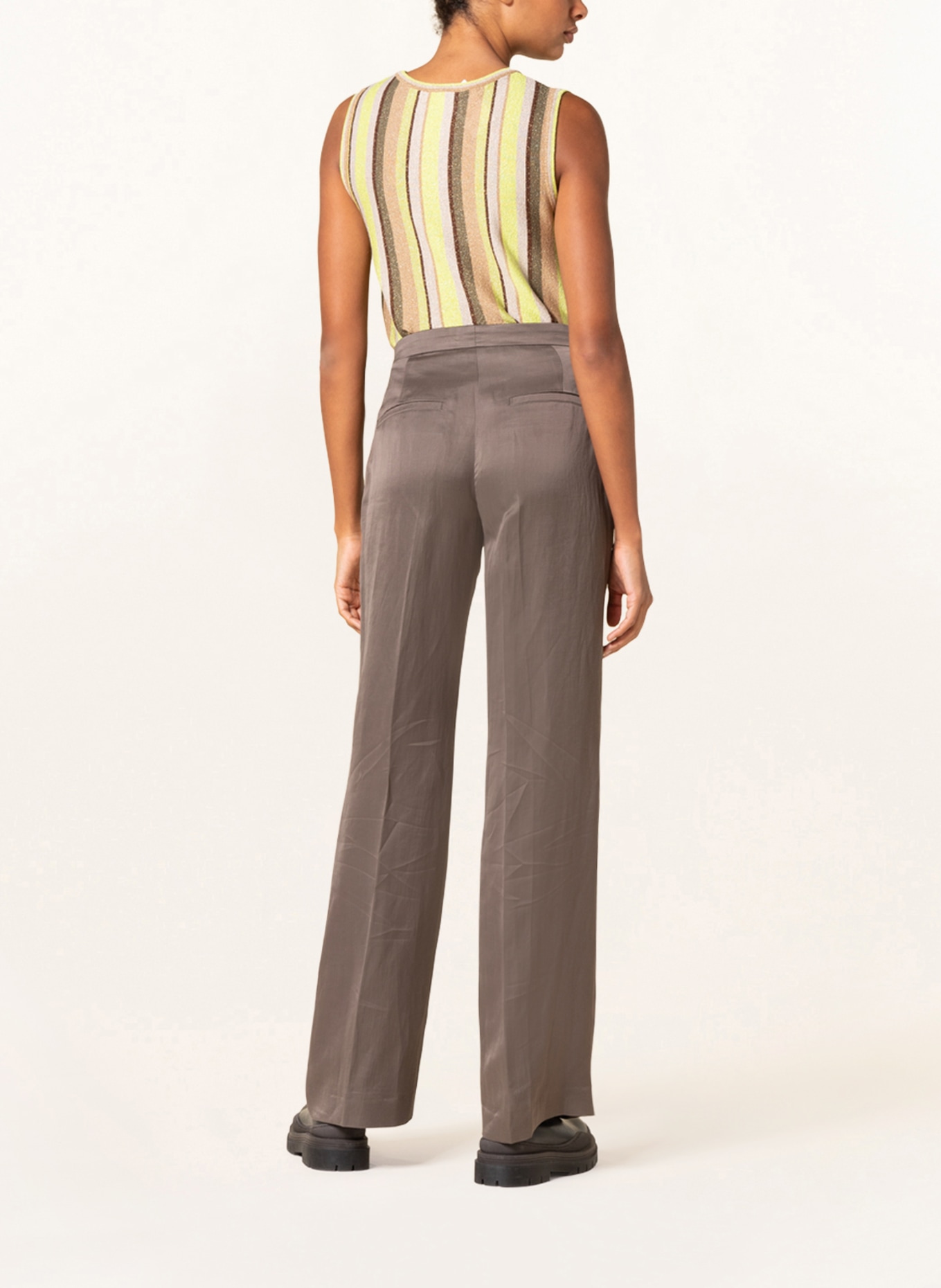 CINQUE Spodnie marlena CISONG z dodatkiem lnu, Kolor: CIEMNOBRĄZOWY (Obrazek 3)