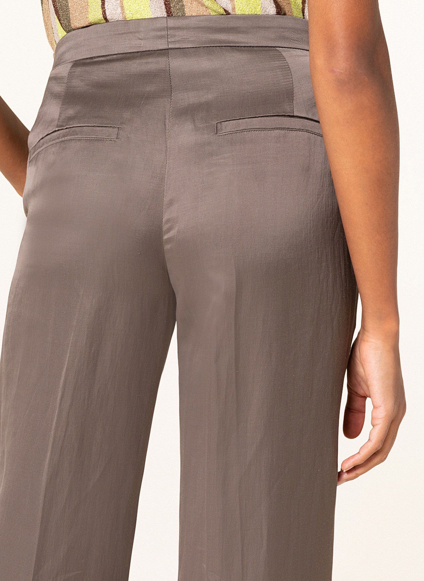 CINQUE Wide leg trousers CISONG with linen, Color: DARK BROWN (Image 4)
