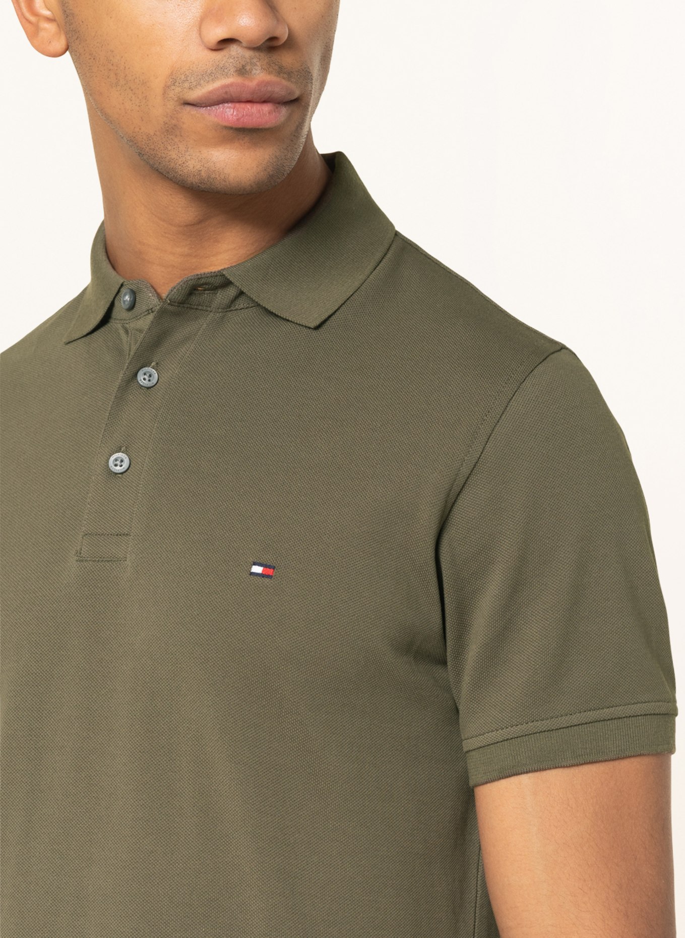 TOMMY HILFIGER Piqué polo shirt slim fit, Color: OLIVE (Image 4)