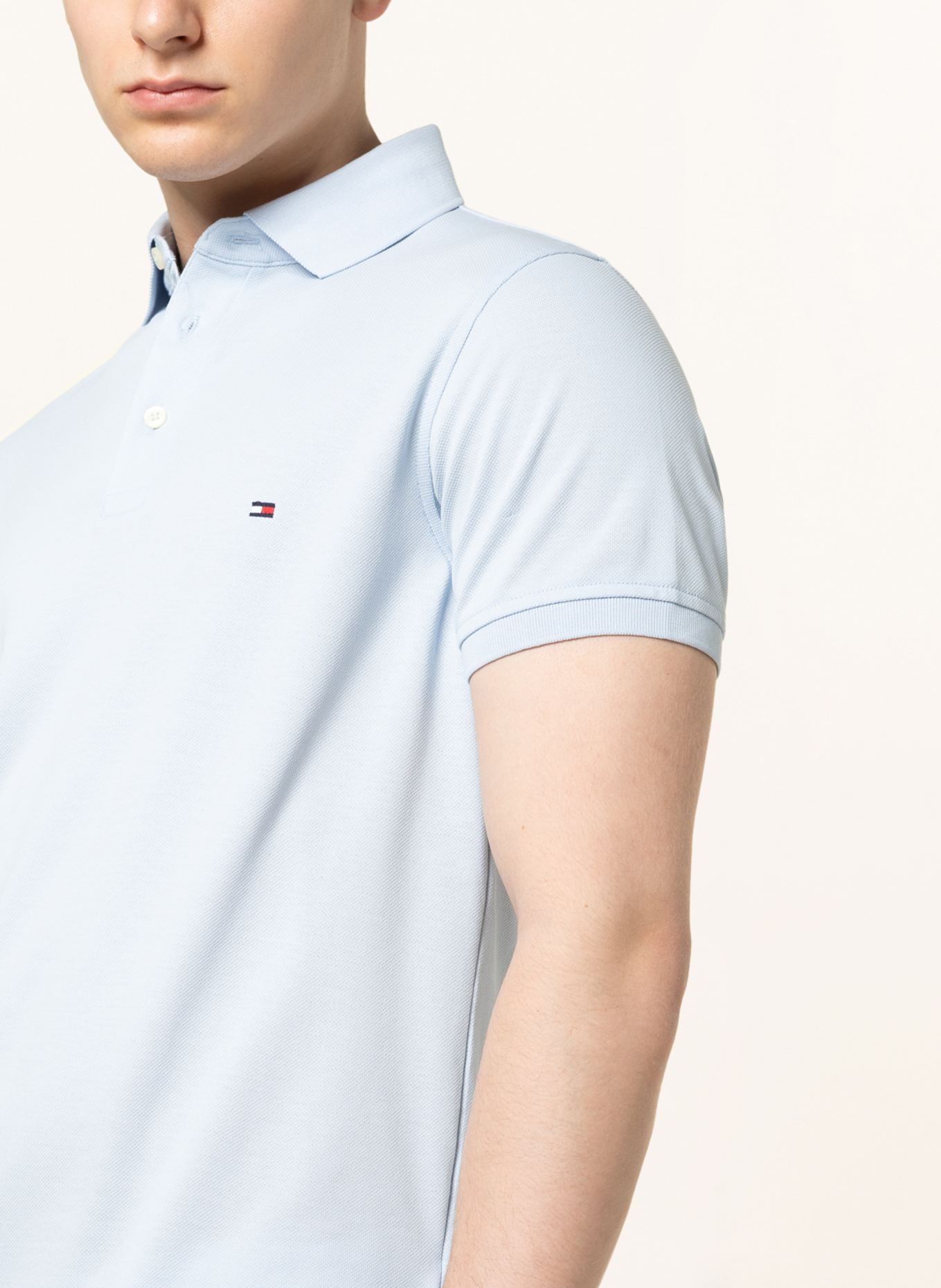 TOMMY HILFIGER Piqué-Poloshirt Slim Fit: HELLBLAU