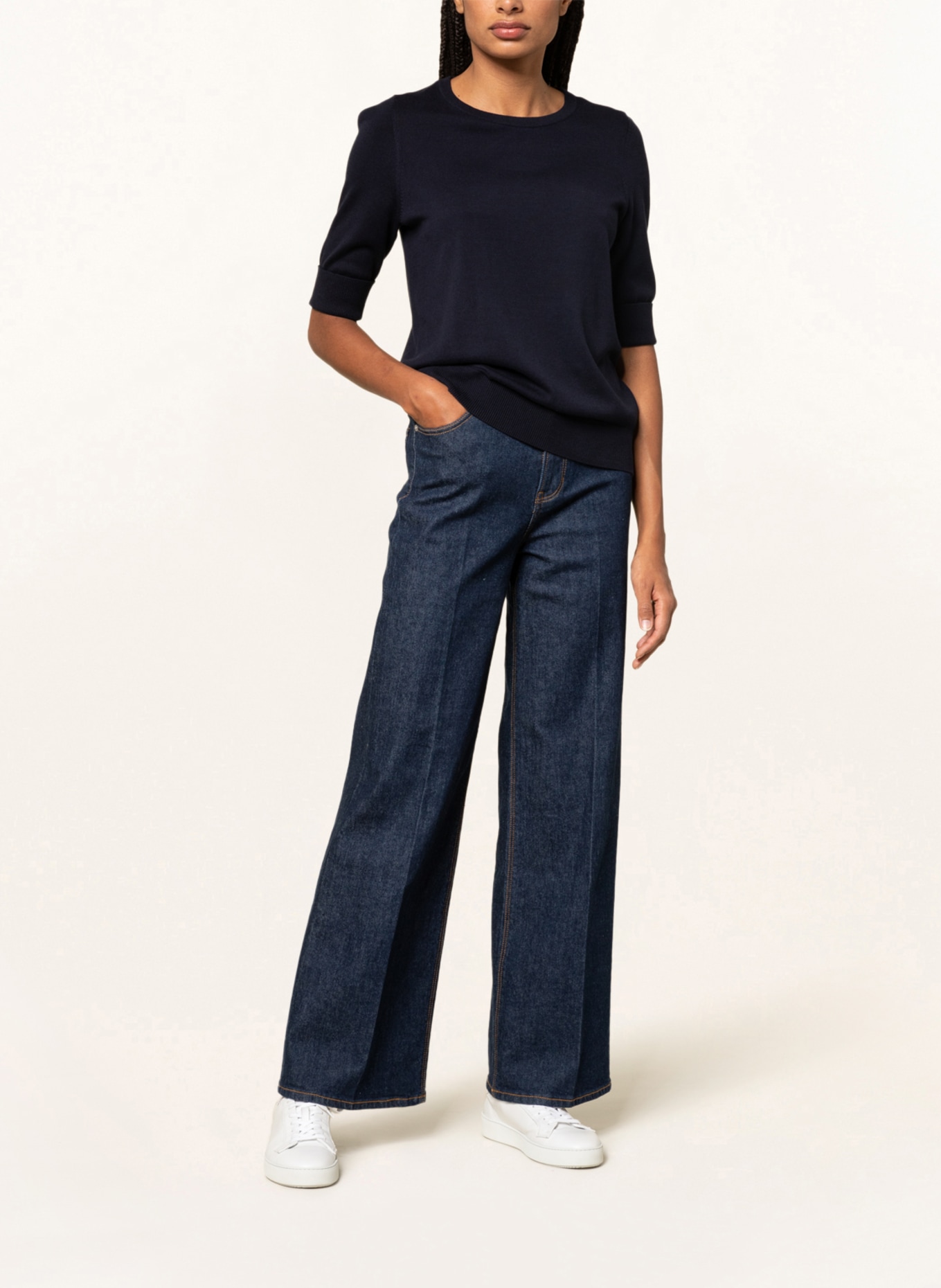 REPEAT Pullover mit 3/4-Arm: DUNKELBLAU