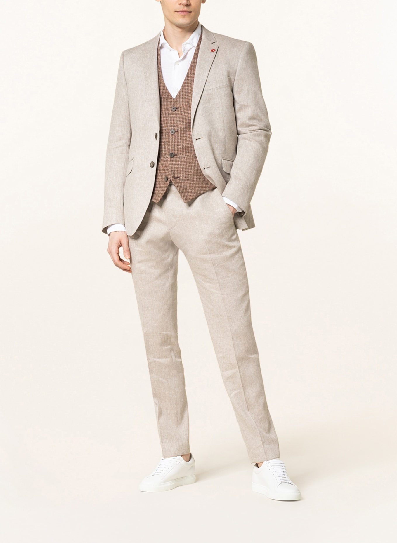 DIGEL Suit trousers FRANCO extra slim fit with linen, Color: BEIGE (Image 2)