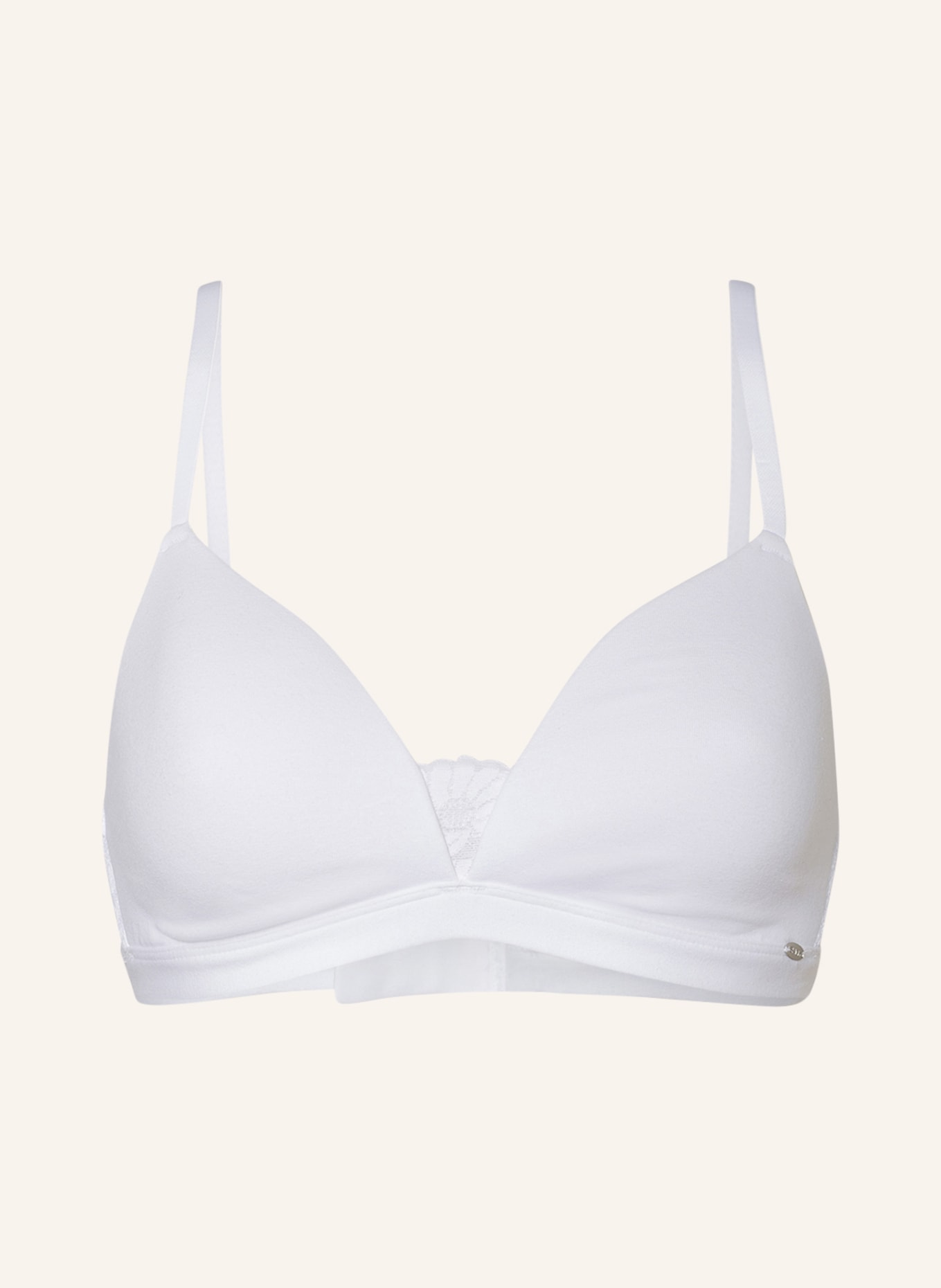 Skiny Triangle bra COTTON LACE , Color: WHITE (Image 1)