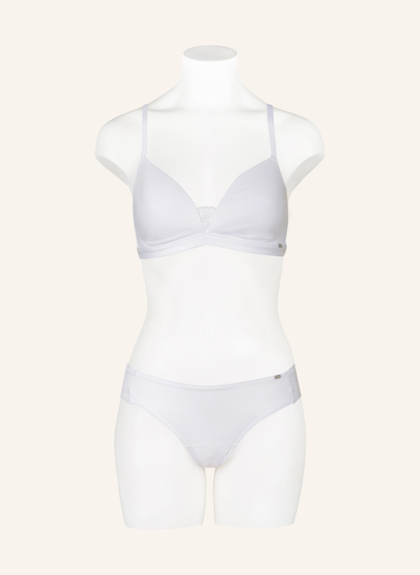 Skiny Triangle bra COTTON LACE , Color: WHITE (Image 2)