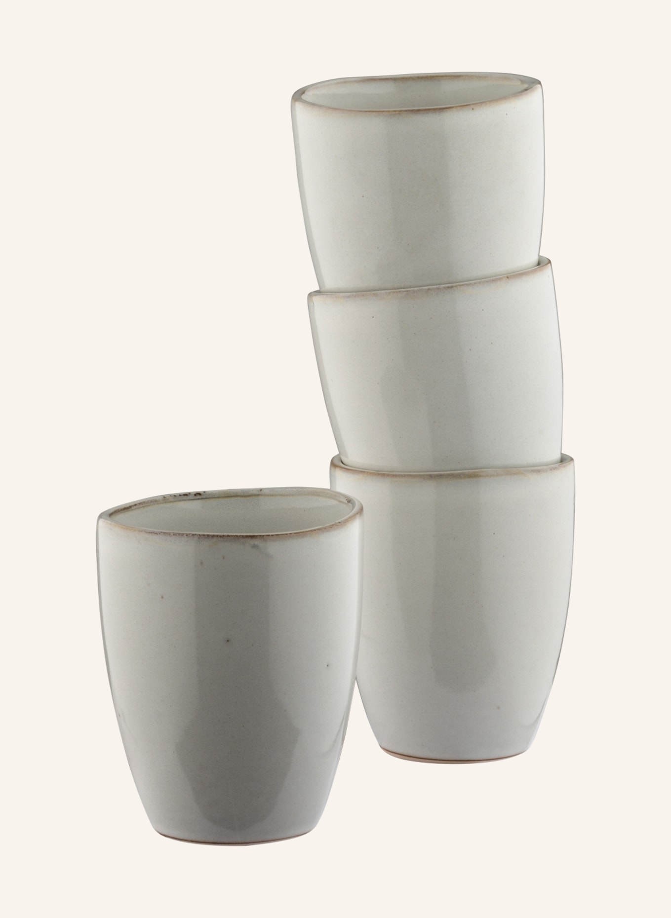 BROSTE COPENHAGEN Set of 4 mugs NORDIC SAND, Color: WHITE/ LIGHT BLUE/ DARK BROWN (Image 1)