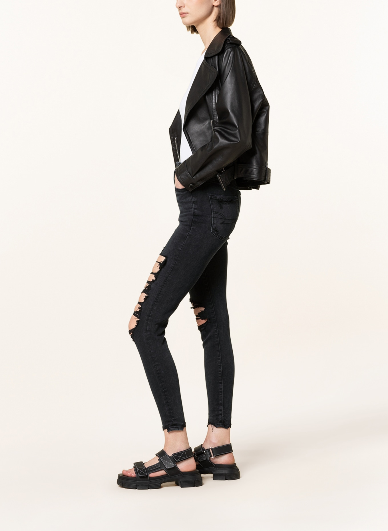 American eagle top biker jeans