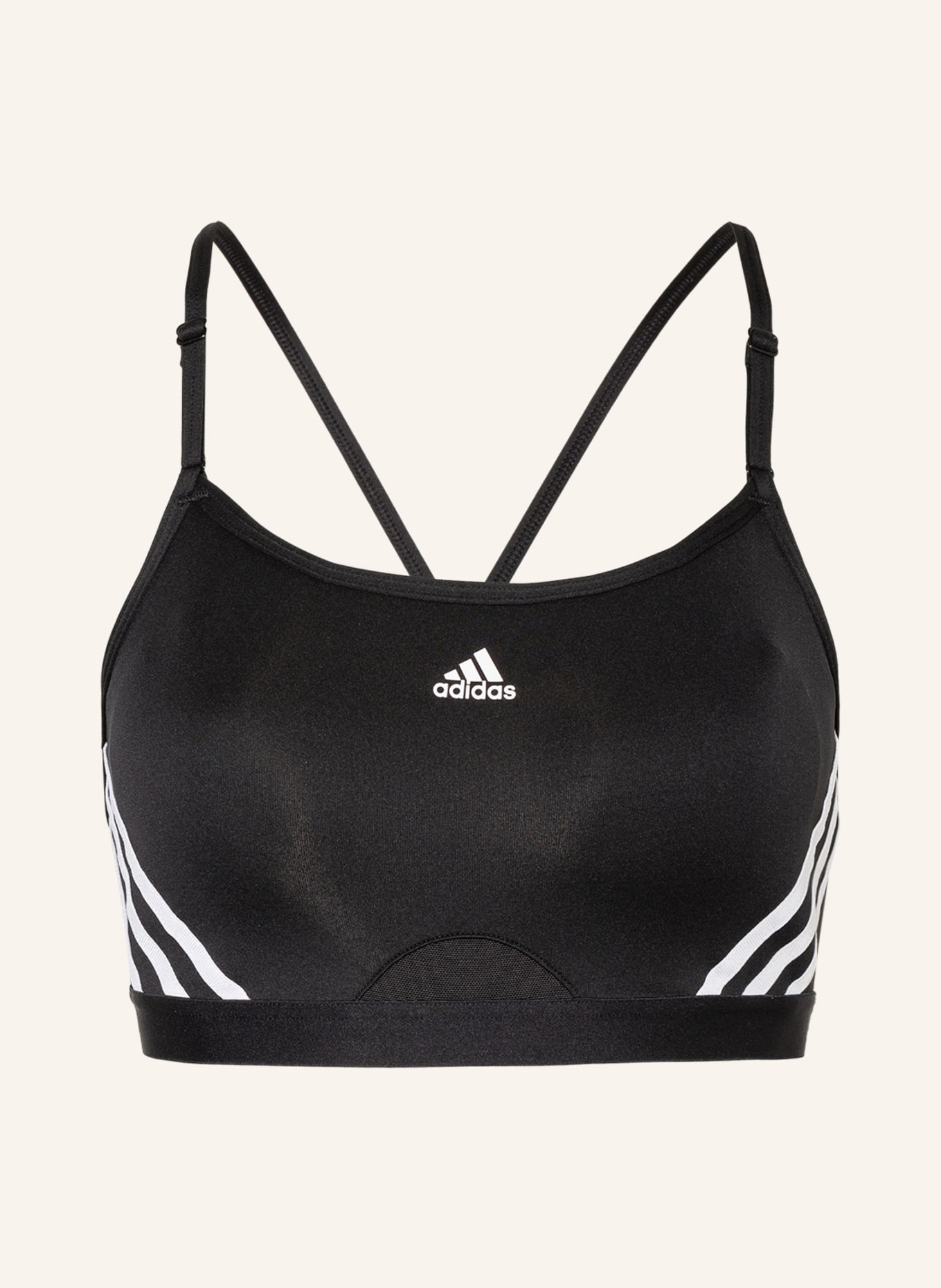 adidas Sports bra AEROREACT with mesh, Color: BLACK/ WHITE (Image 1)