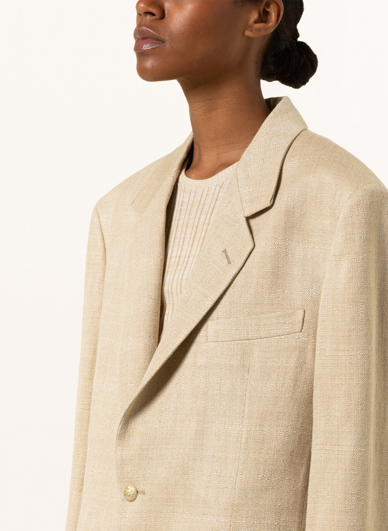 ETRO Oversized blazer with silk and linen, Color: LIGHT YELLOW (Image 4)