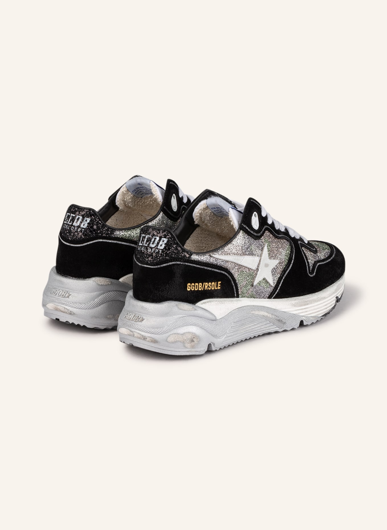 GOLDEN GOOSE Sneakers RUNNING SOLE, Color: BLACK/ SILVER/ WHITE (Image 2)
