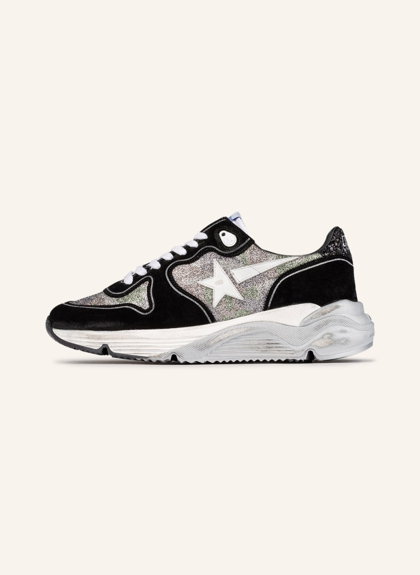 GOLDEN GOOSE Sneakers RUNNING SOLE, Color: BLACK/ SILVER/ WHITE (Image 4)