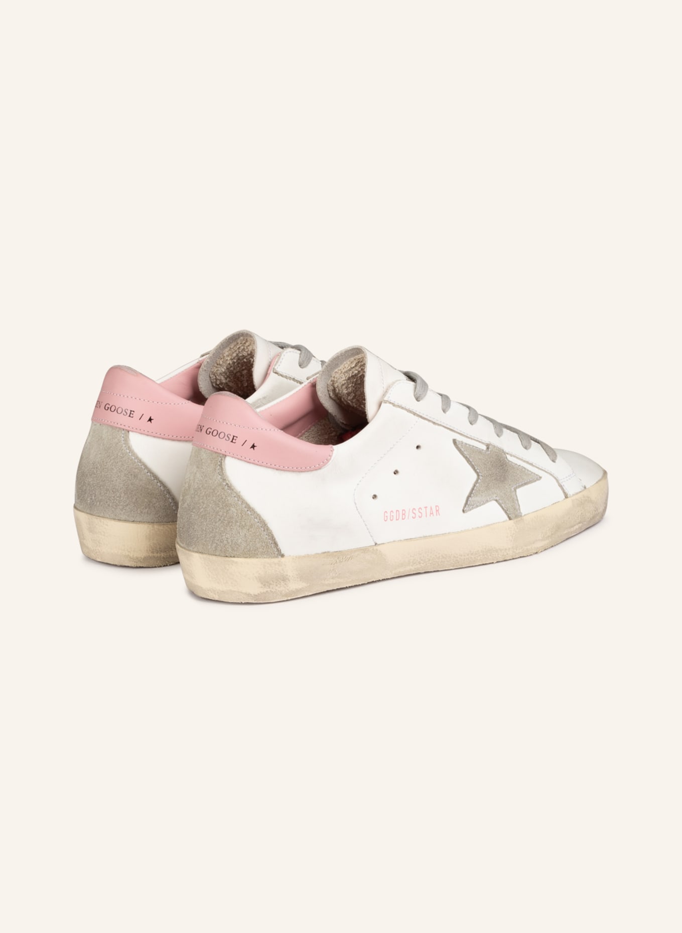 GOLDEN GOOSE Sneaker SUPER-STAR: WEISS / ROSA / GRAU